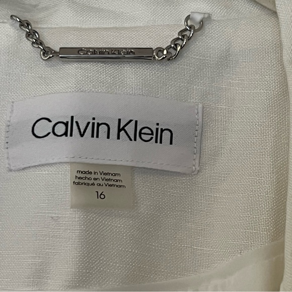 Calvin Klein White Lightweight Cuffed Blazer- Size 16 - Picture 7 of 7